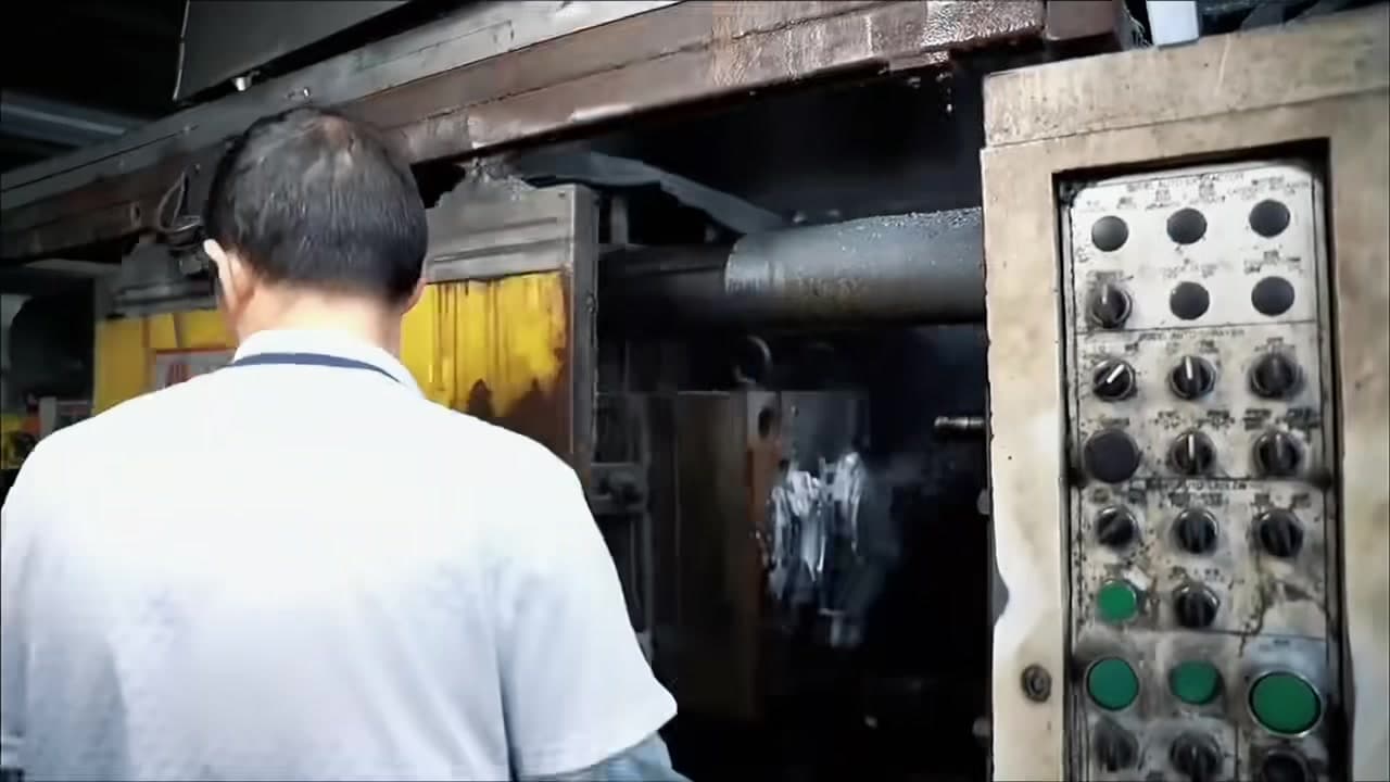 Die casting equipment operating during the decorative brake caliper cover project