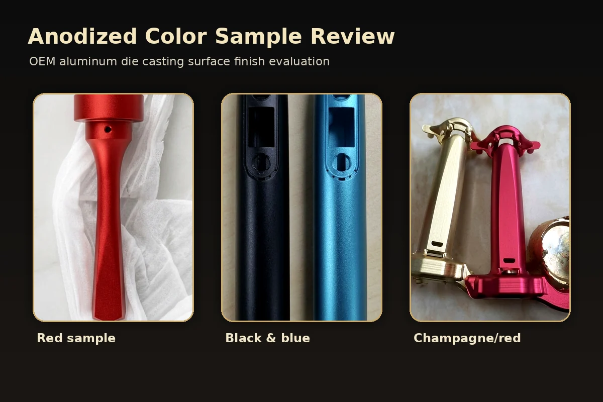 Anodized aluminum die casting color sample directions for OEM project review