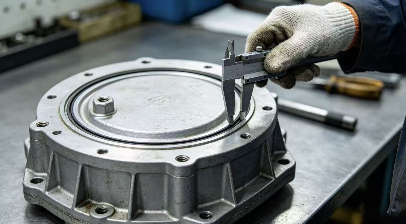 AI-generated concept of a circular die-cast enclosure with a cover interface and gasket-groove area.