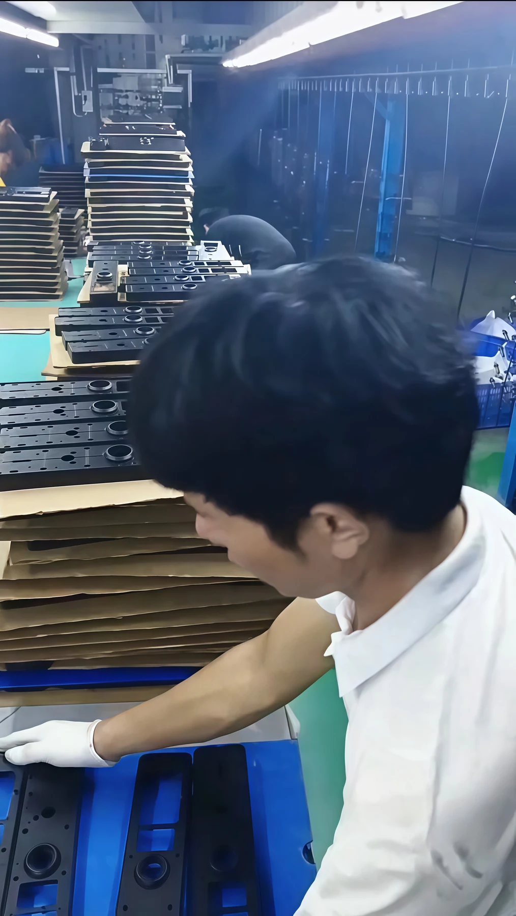Finished fingerprint lock panels being packed for shipment at HSX